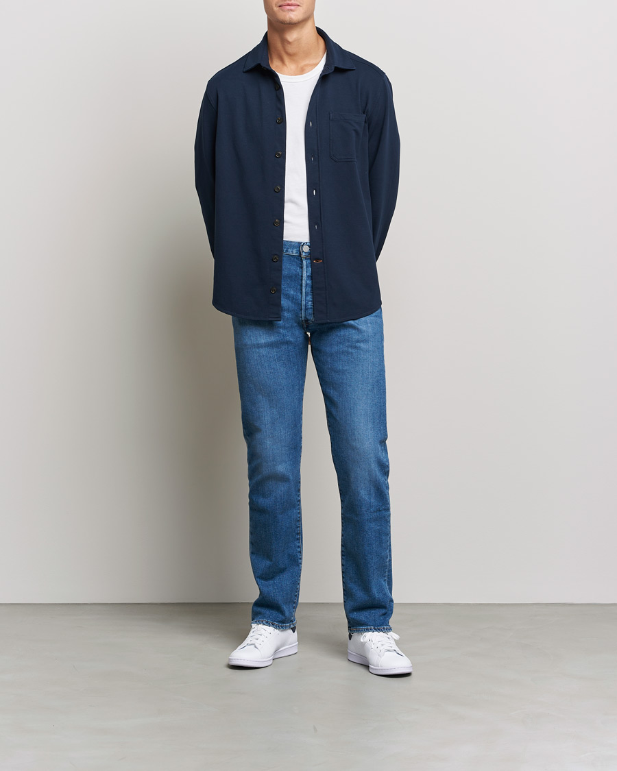 Herr | Skjortor | Morris | Cotton Jersey Overshirt Navy