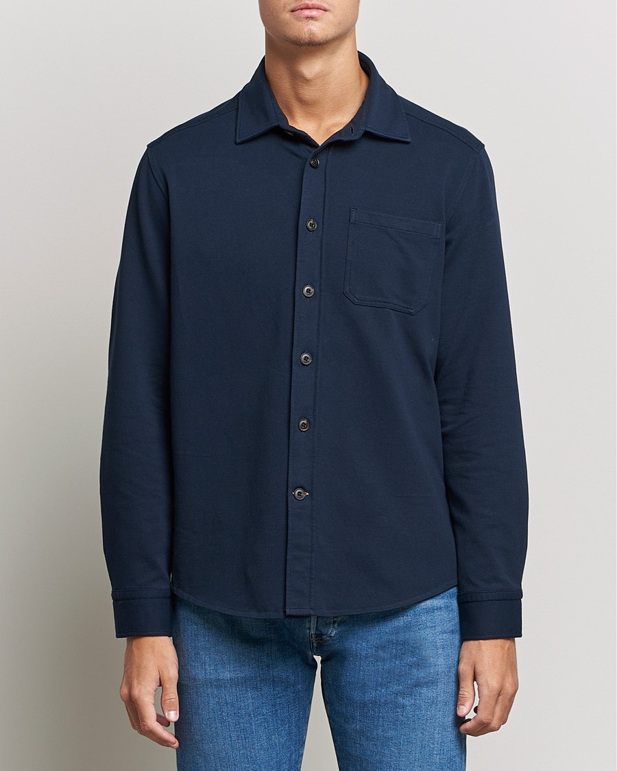 Herr | Skjortor | Morris | Cotton Jersey Overshirt Navy