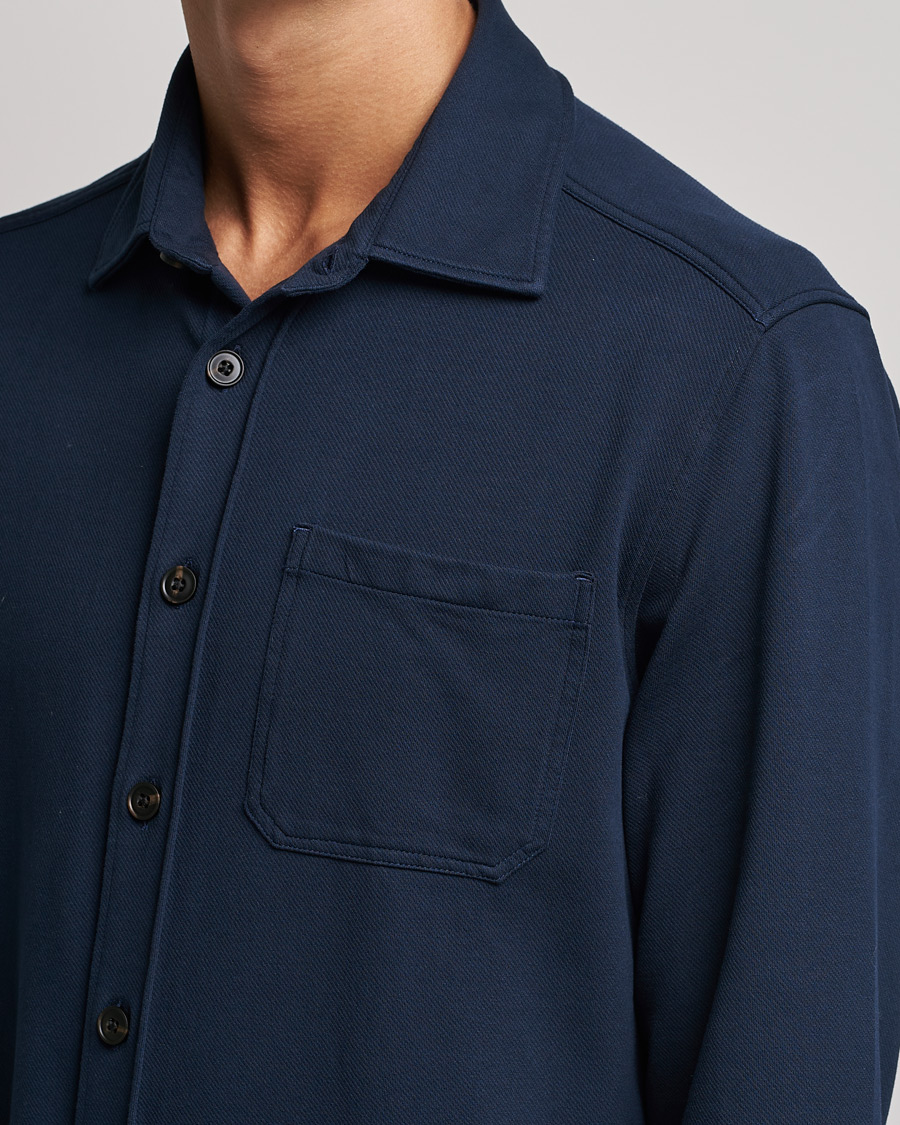 Herr | Skjortor | Morris | Cotton Jersey Overshirt Navy