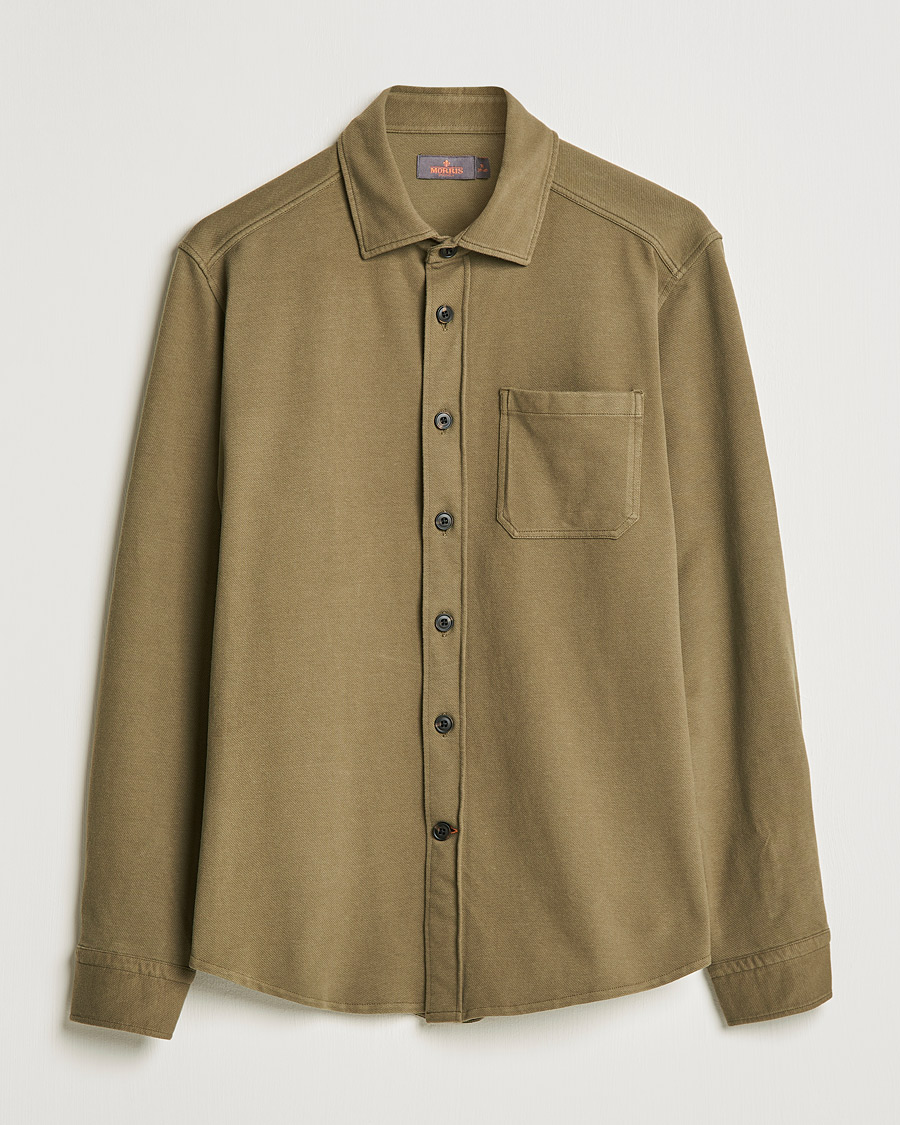 Herr | Skjortor | Morris | Cotton Jersey Overshirt Olive