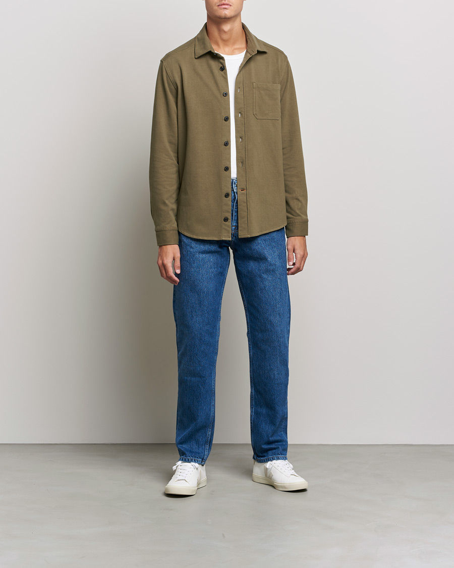 Herr | Skjortor | Morris | Cotton Jersey Overshirt Olive