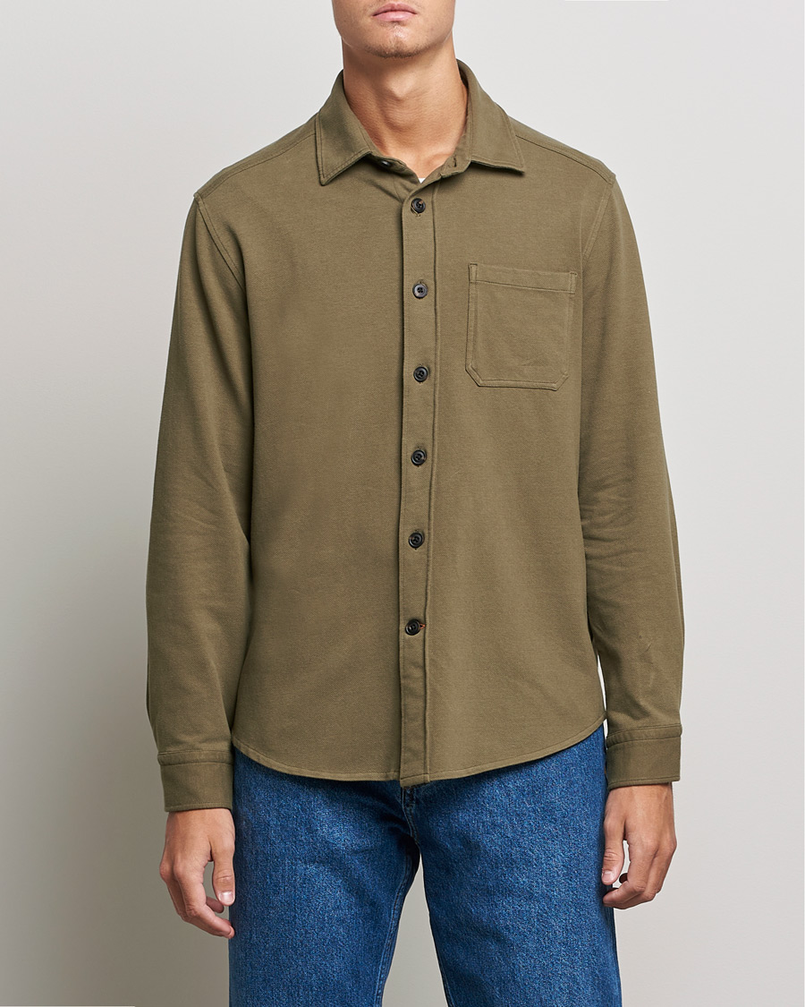Herr | Skjortor | Morris | Cotton Jersey Overshirt Olive