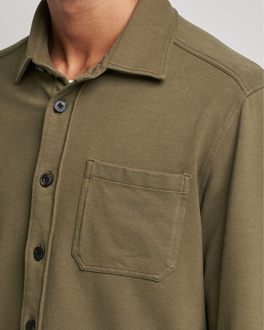 Herr | Skjortor | Morris | Cotton Jersey Overshirt Olive
