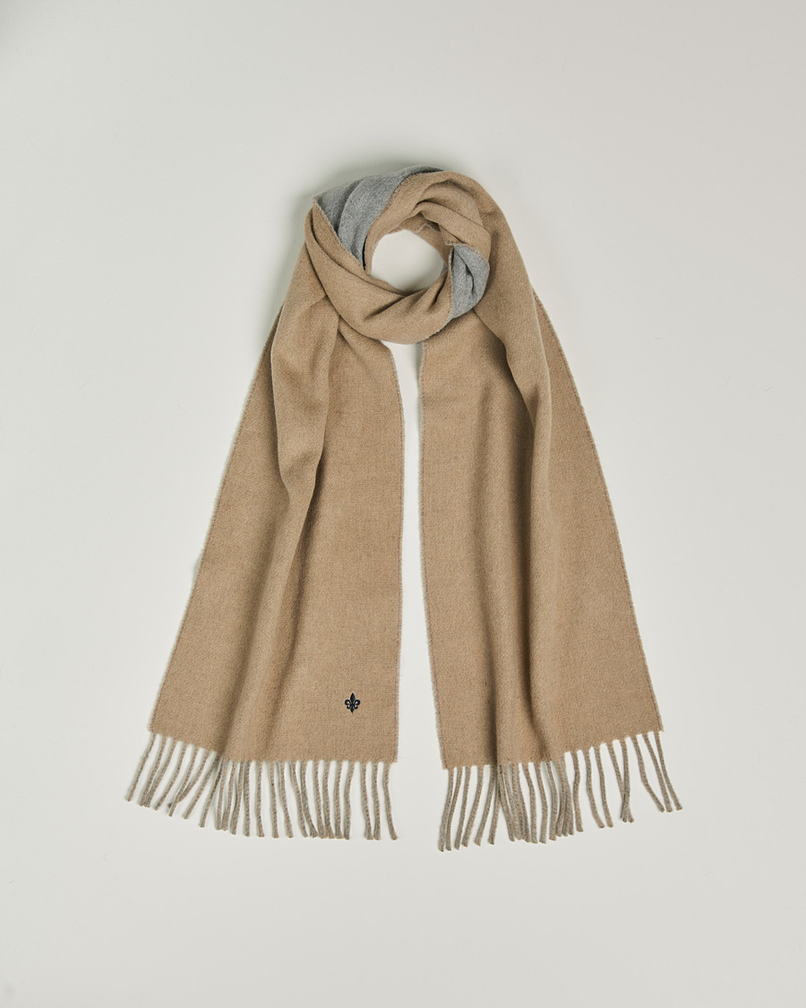 Herr | Morris Double Face Wool Scarf Khaki/Grey | Morris | Double Face Wool Scarf Khaki/Grey