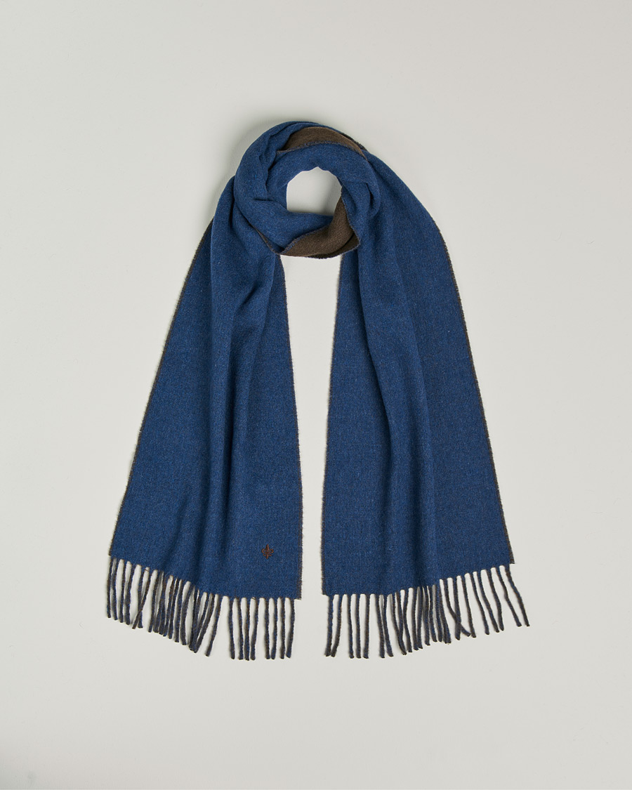 Herr | Morris Double Face Wool Scarf Blue/Brown | Morris | Double Face Wool Scarf Blue/Brown