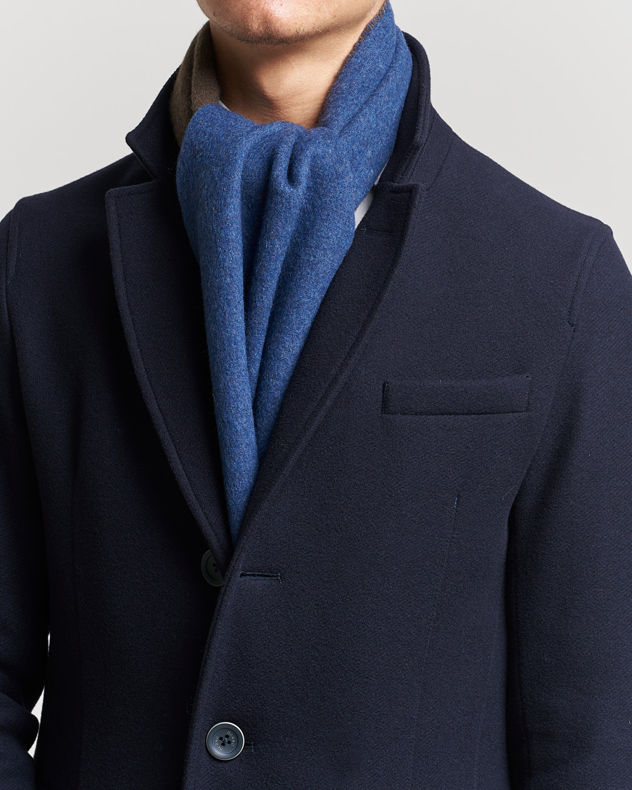 Herr | Morris Double Face Wool Scarf Blue/Brown | Morris | Double Face Wool Scarf Blue/Brown