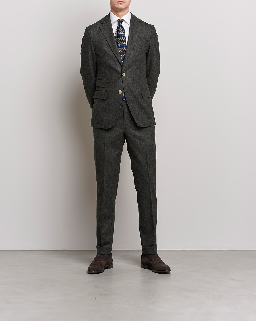 Herr | Byxor | Morris Heritage | Jack Flannel Suit Trousers Green