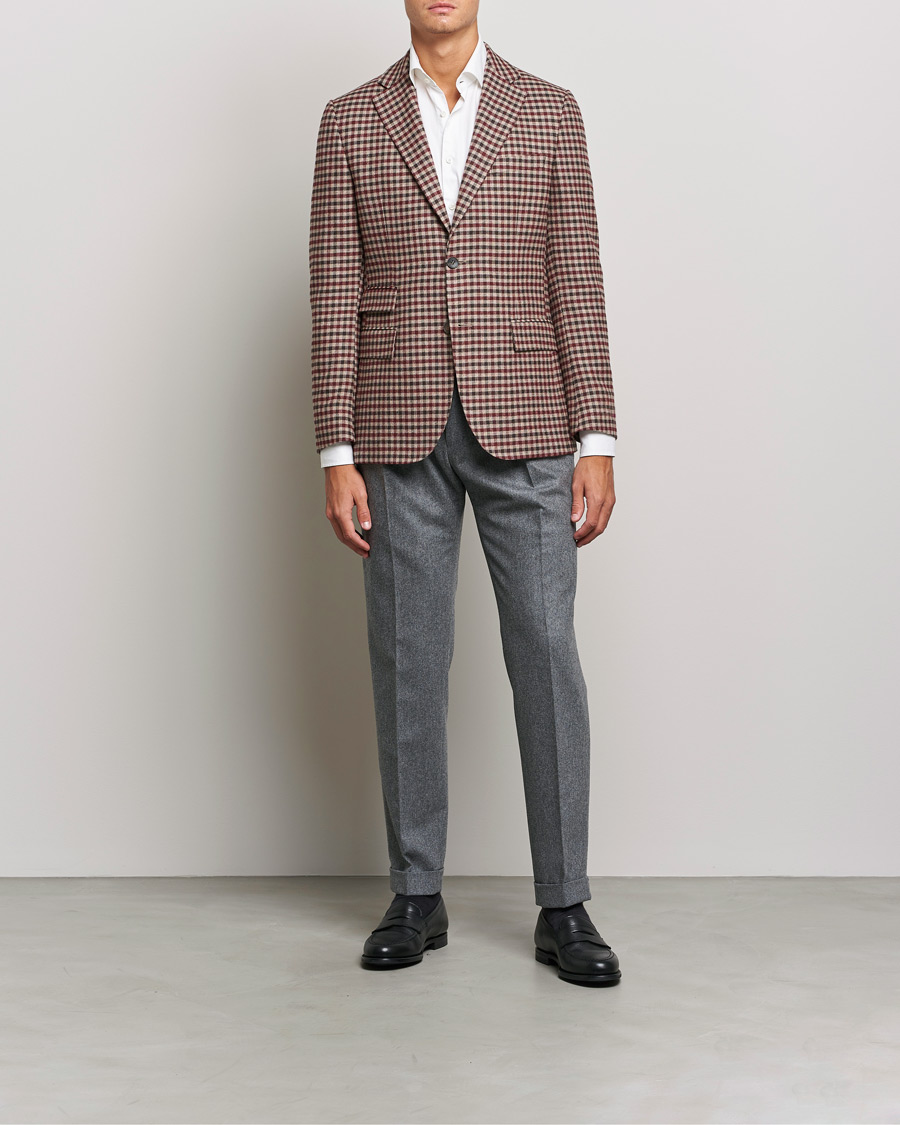 Herr | Kavajer | Morris Heritage | Keith Tartan Cotton/Cashmere Blazer Brown