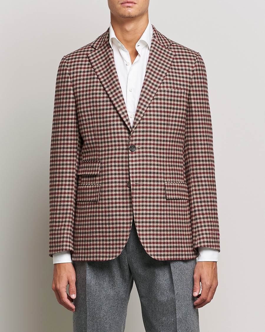 Herr | Kavajer | Morris Heritage | Keith Tartan Cotton/Cashmere Blazer Brown