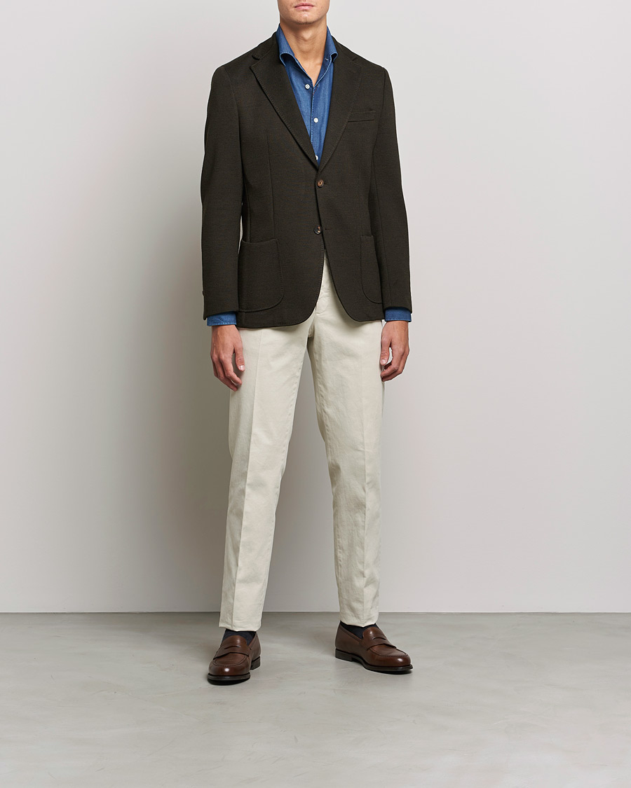 Herr | Kavajer | Morris Heritage | Mike Wool Jersey Blazer Brown