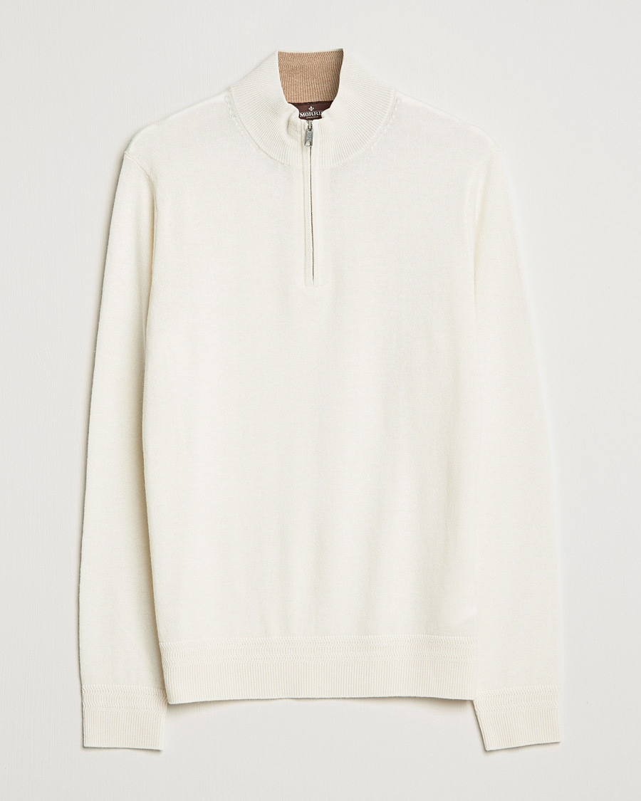 Herr | Tröjor | Morris Heritage | Dalton Wool/Cashmere Half Zip Off White