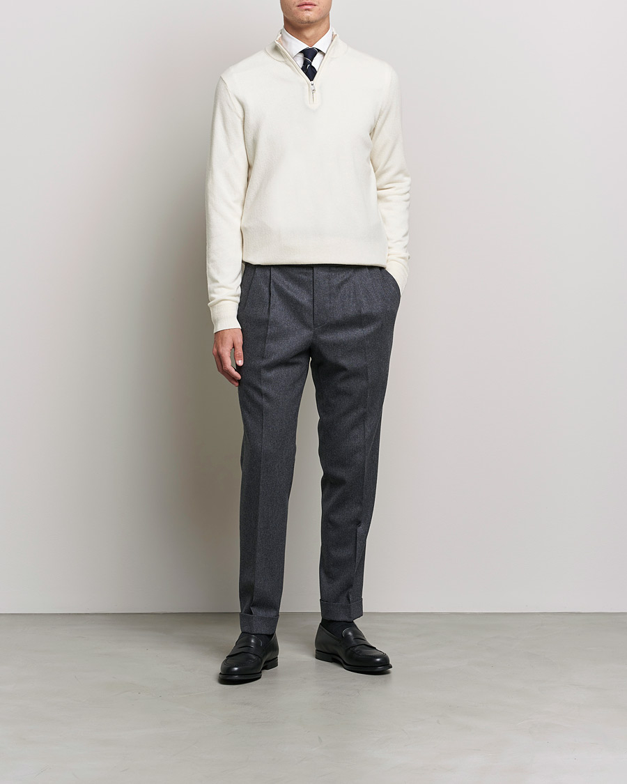 Herr | Tröjor | Morris Heritage | Dalton Wool/Cashmere Half Zip Off White