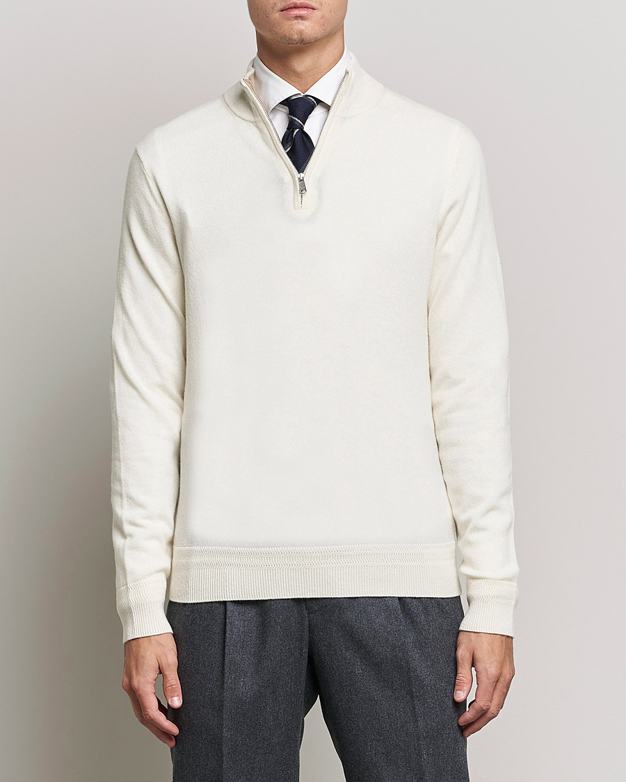 Herr | Morris Heritage | Morris Heritage | Dalton Wool/Cashmere Half Zip Off White