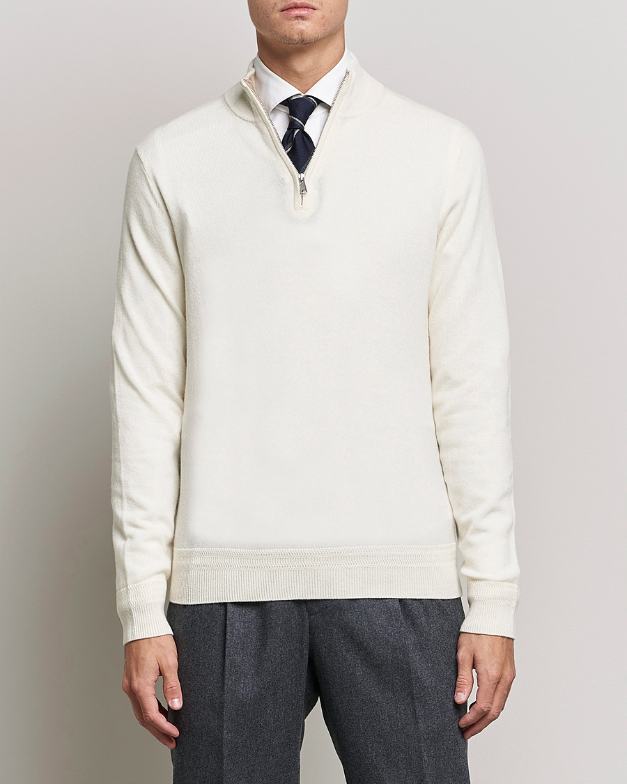 Herr | Tröjor | Morris Heritage | Dalton Wool/Cashmere Half Zip Off White