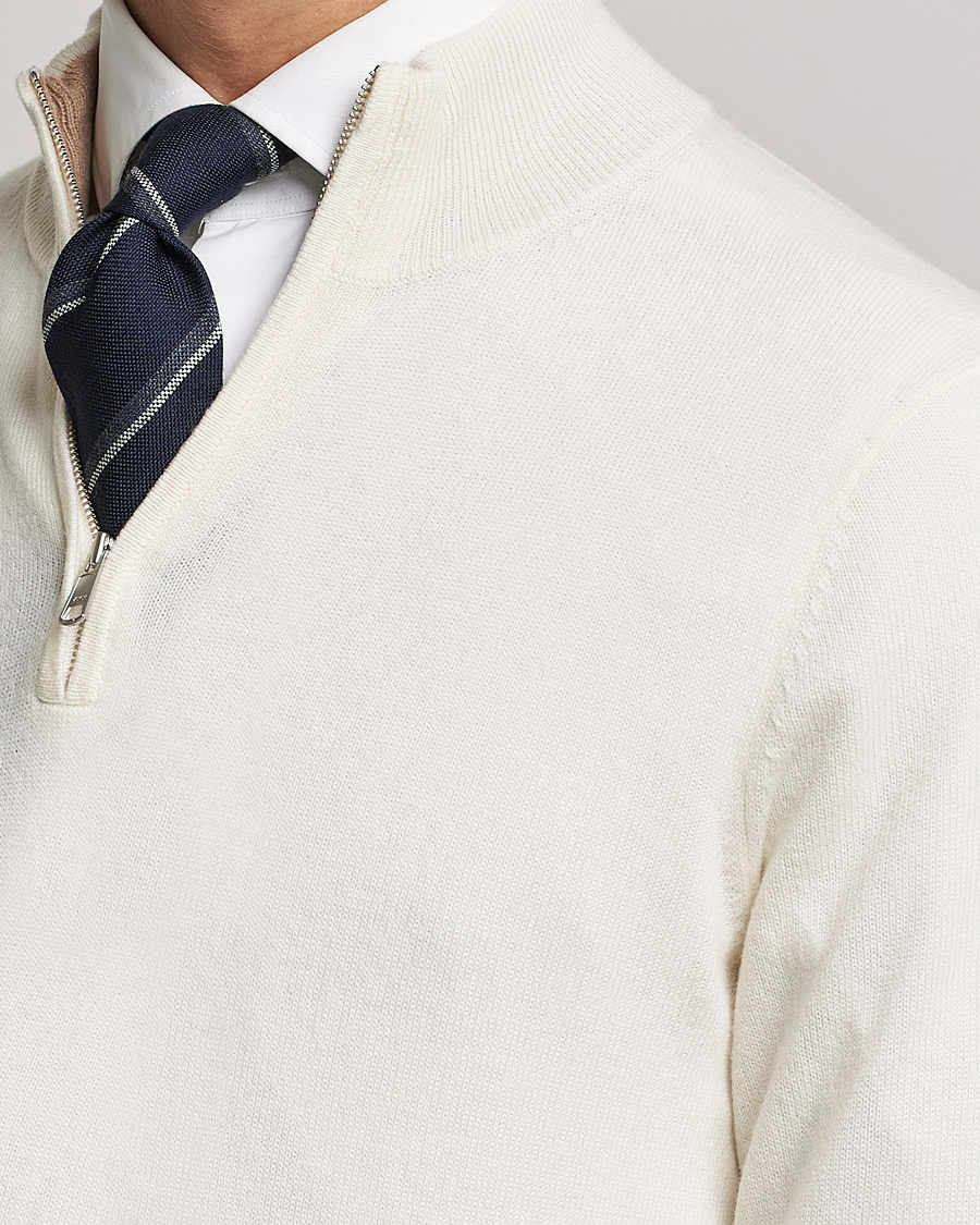 Herr | Tröjor | Morris Heritage | Dalton Wool/Cashmere Half Zip Off White