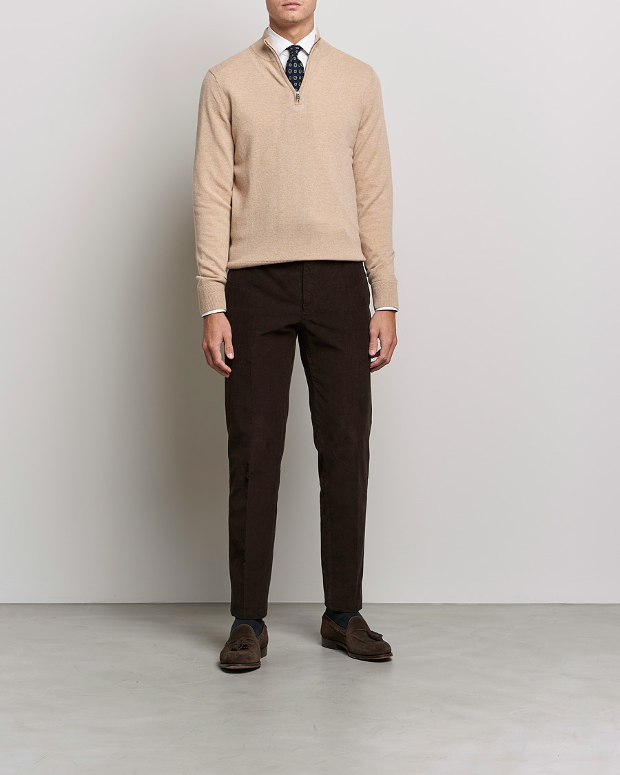 Herr | Tröjor | Morris Heritage | Dalton Wool/Cashmere Half Zip Camel
