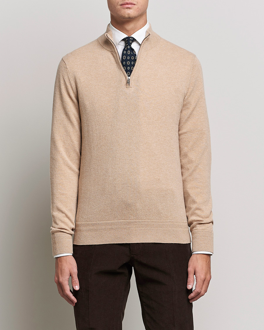 Herr | Tröjor | Morris Heritage | Dalton Wool/Cashmere Half Zip Camel