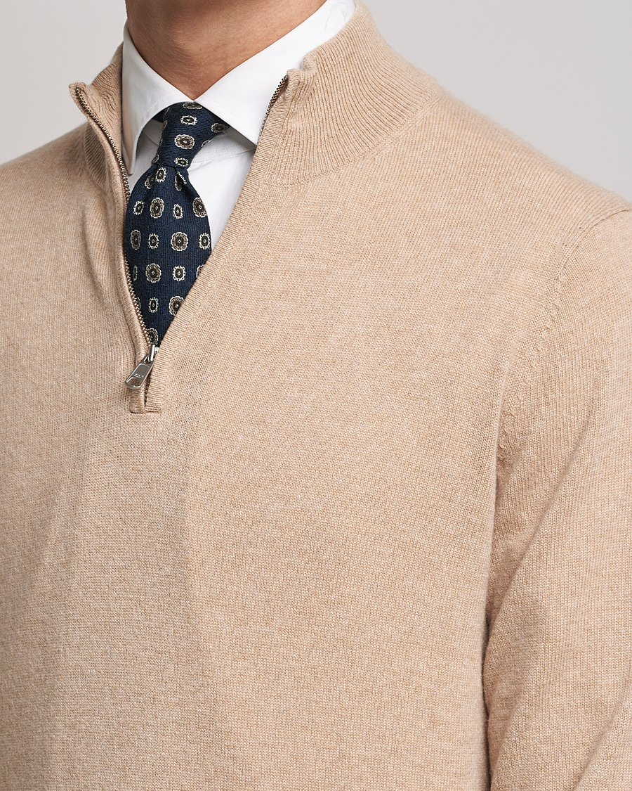 Herr | Tröjor | Morris Heritage | Dalton Wool/Cashmere Half Zip Camel