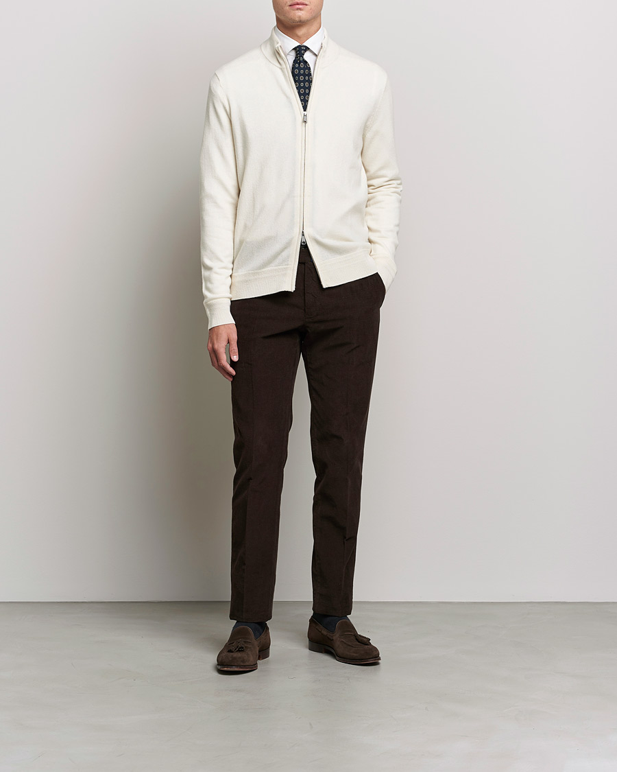 Herr | Zip-tröjor | Morris Heritage | Dalton Wool/Cashmere Full Zip  Off White