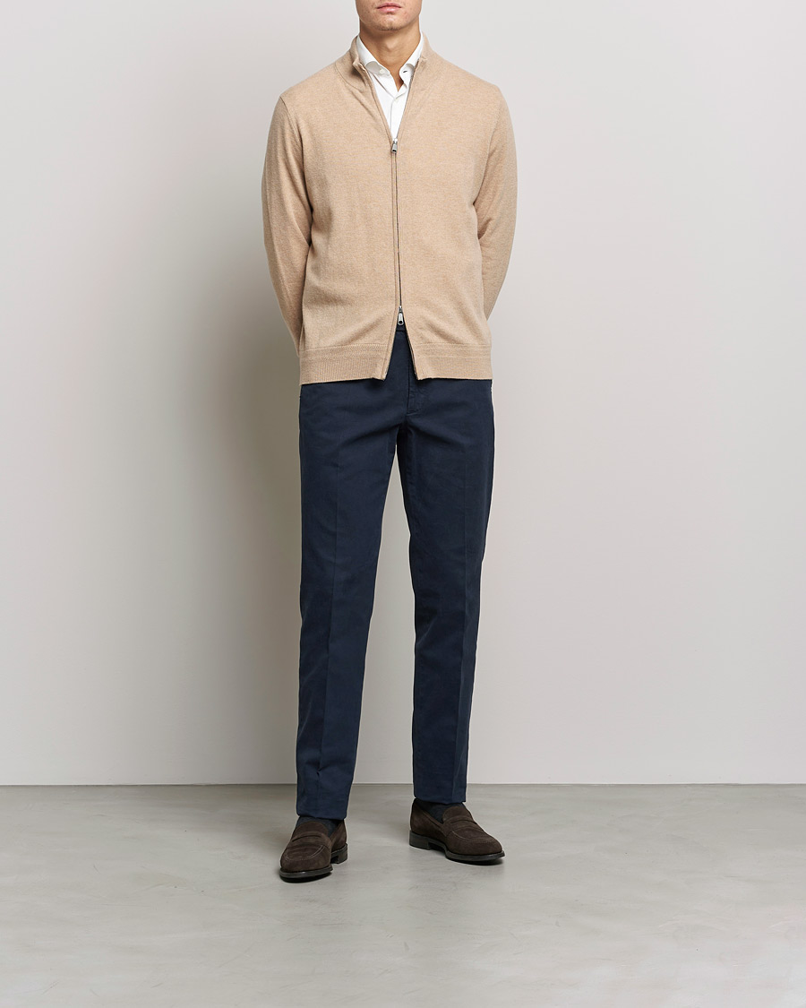 Herr | Tröjor | Morris Heritage | Dalton Wool/Cashmere Full Zip Camel