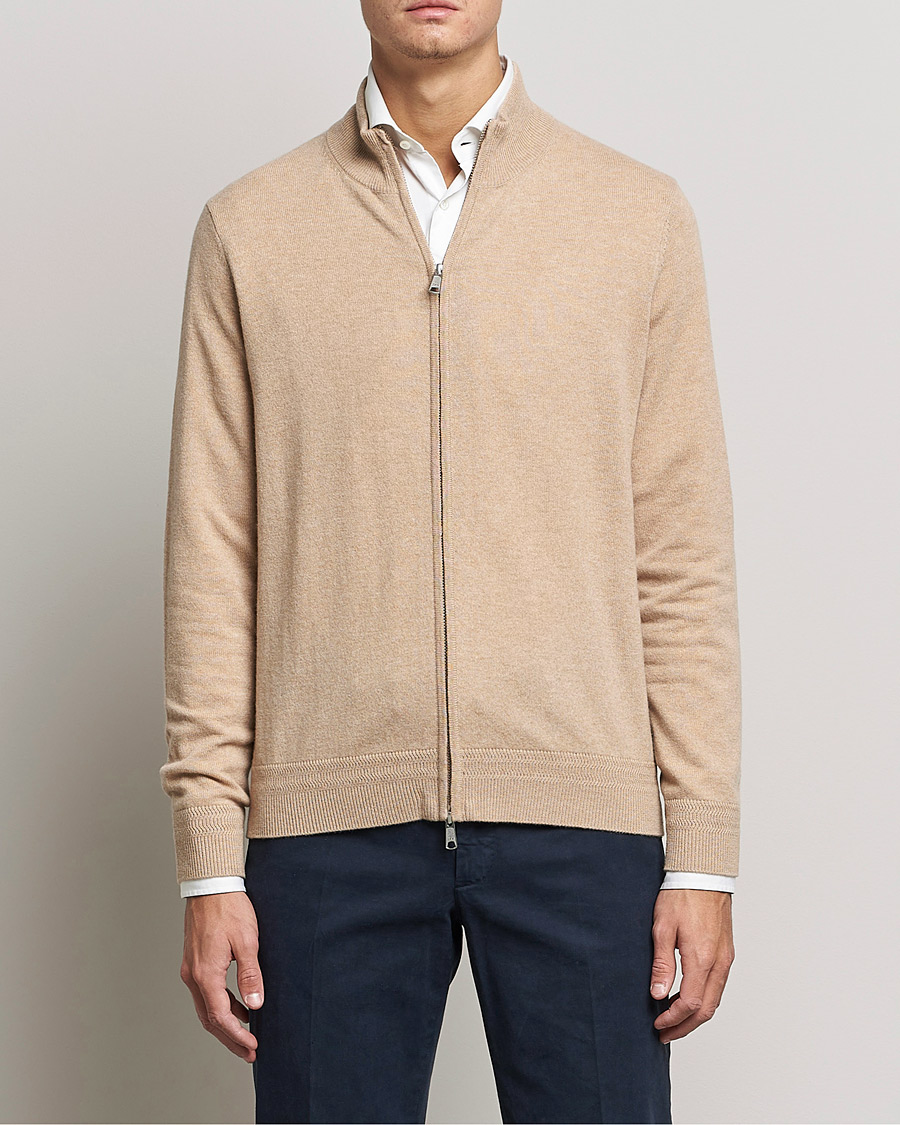 Herr | Tröjor | Morris Heritage | Dalton Wool/Cashmere Full Zip Camel