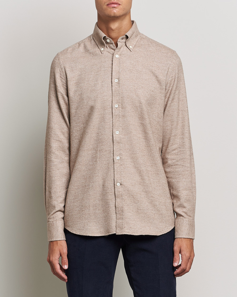 Herr | Skjortor | Morris Heritage | Button Down Flannel Shirt Brown