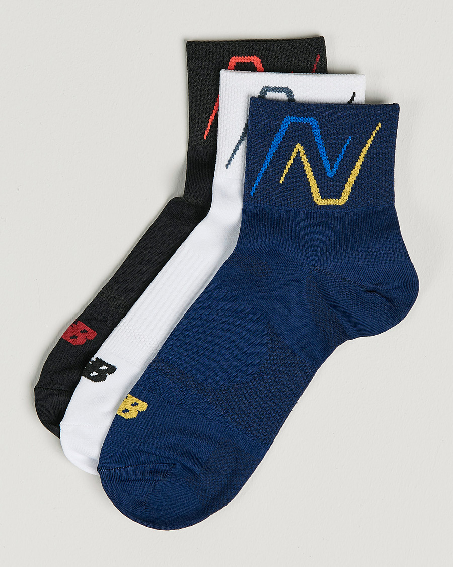 Herr | New Balance Running 3-Pack Ankle Running Socks White/Navy/Black | New Balance Running | 3-Pack Ankle Running Socks White/Navy/Black