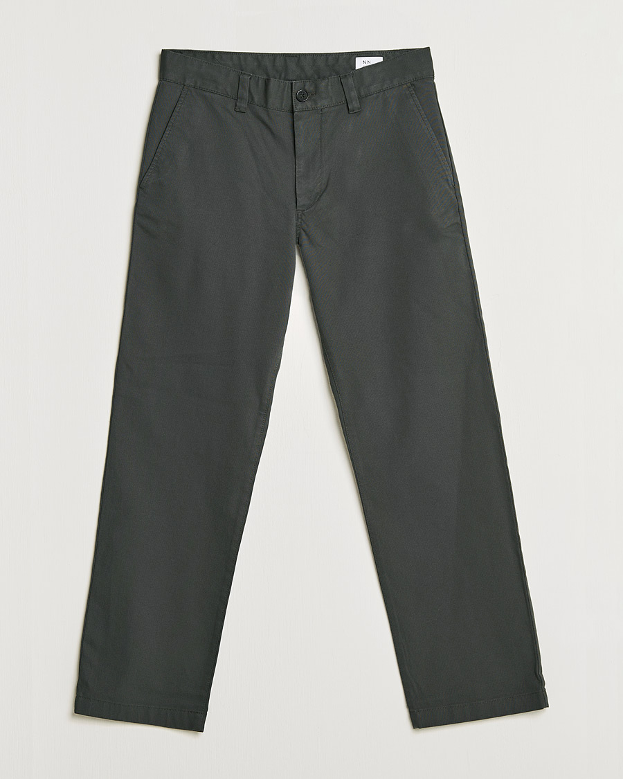Herr | Byxor | NN07 | Alex Straight Fit Cotton Chinos Dark Army