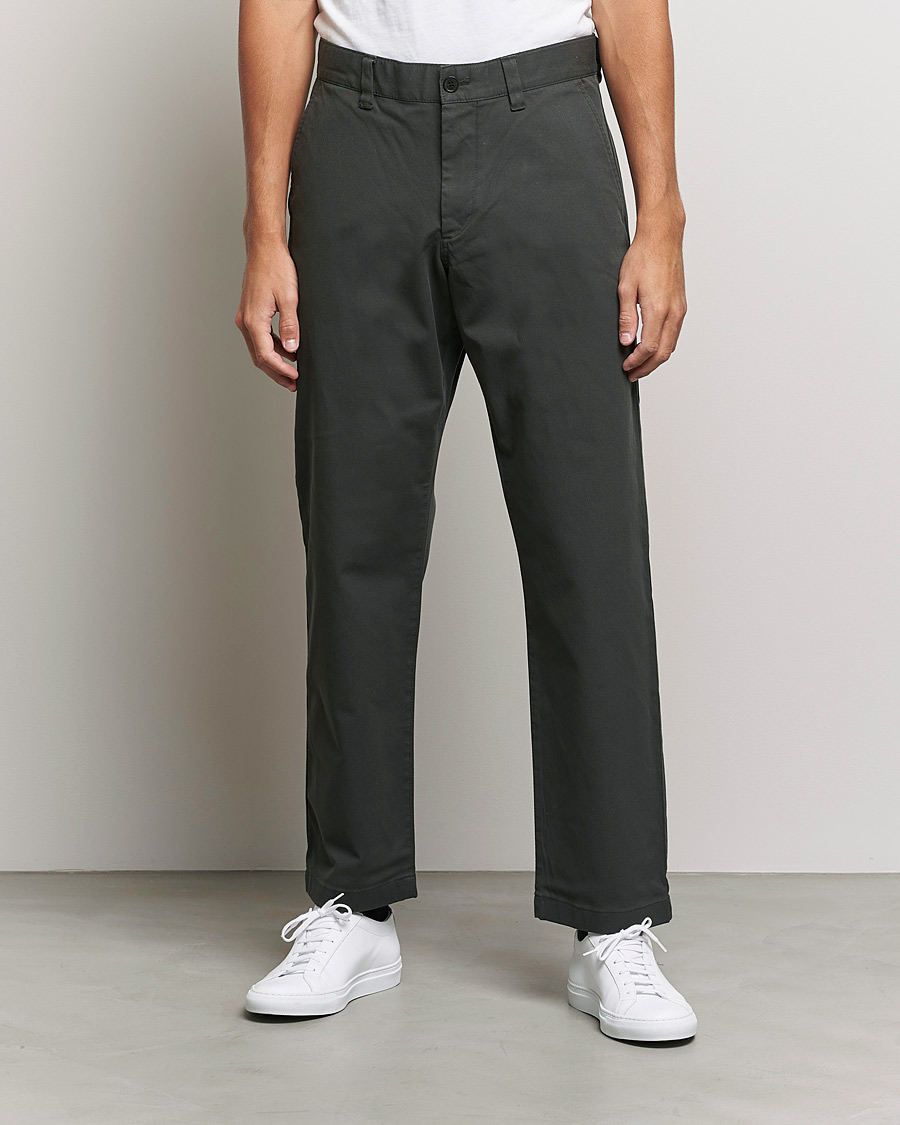 Herr | Byxor | NN07 | Alex Straight Fit Cotton Chinos Dark Army
