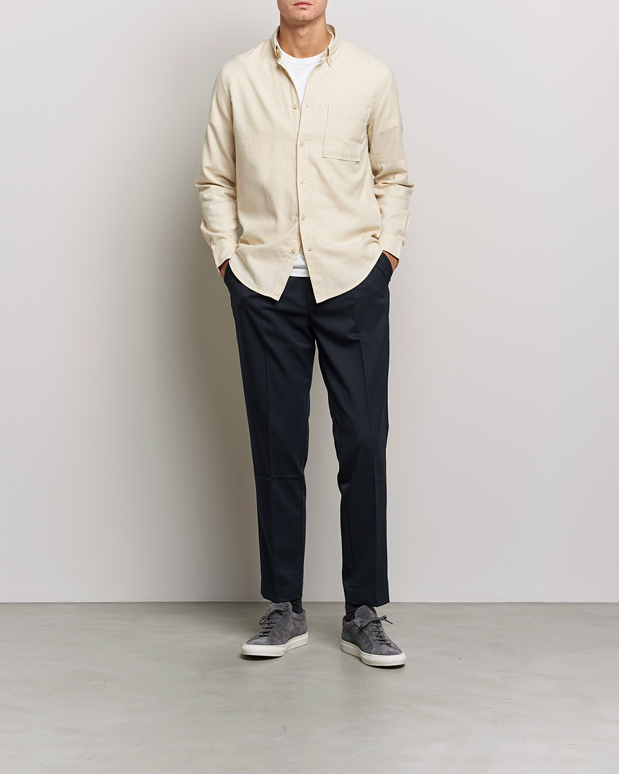 Herr | Skjortor | NN07 | Arne Brushed Flannel Shirt Ecru
