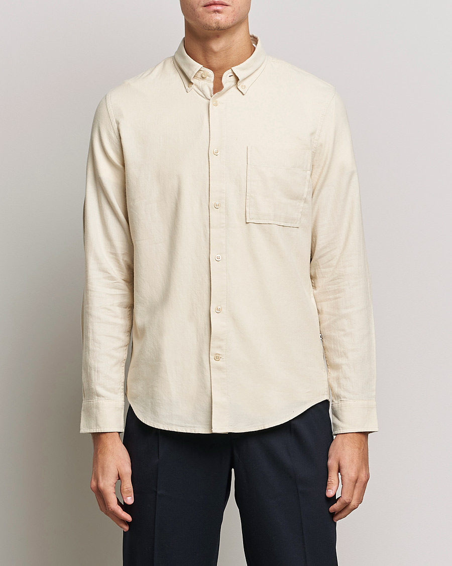Herr | Skjortor | NN07 | Arne Brushed Flannel Shirt Ecru