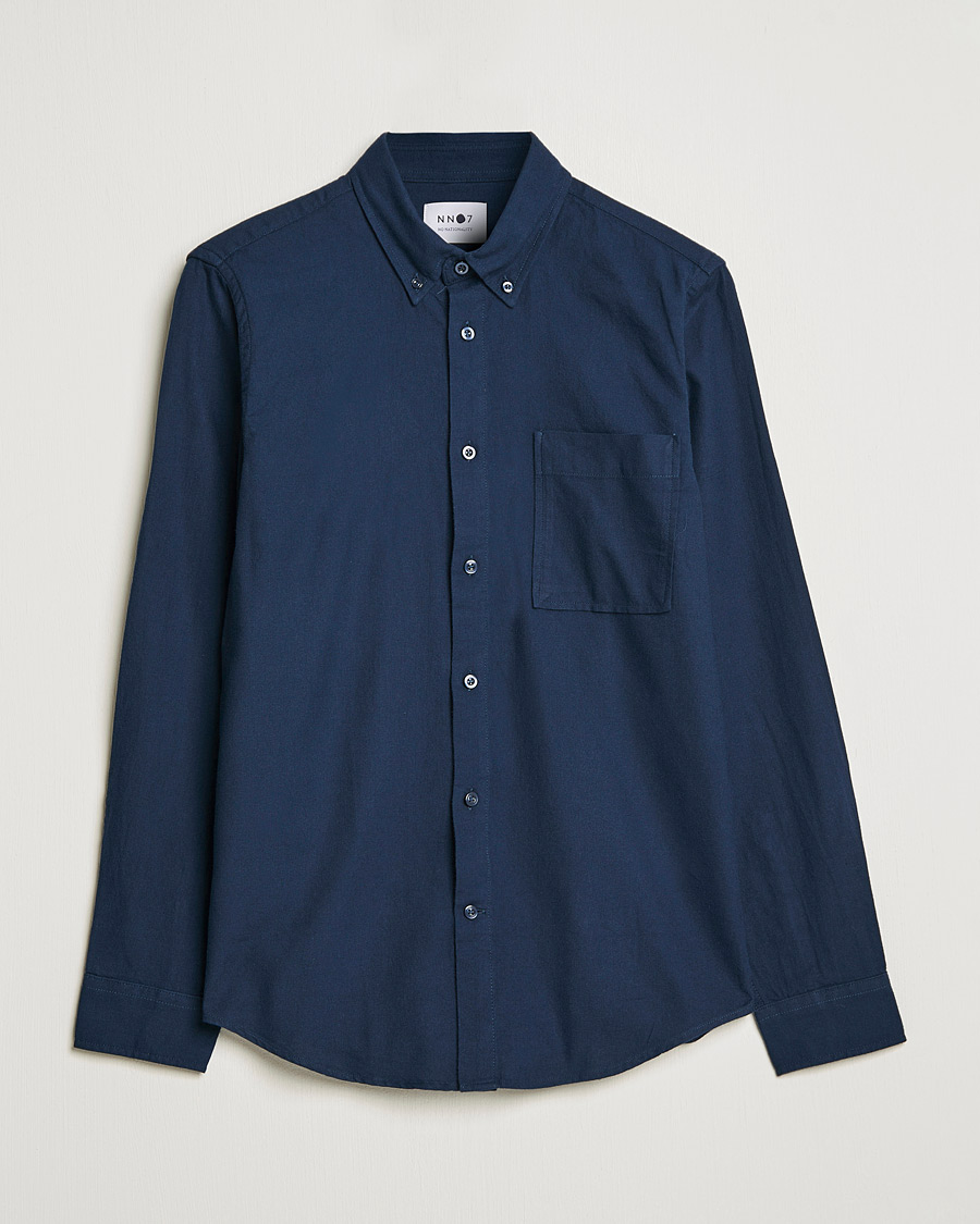 Herr | Skjortor | NN07 | Arne Brushed Flannel Shirt Navy Blue