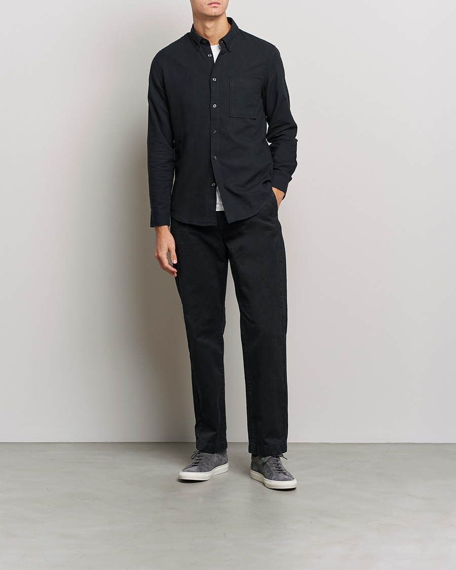 Herr | Flanellskjortor | NN07 | Arne Brushed Flannel Shirt Black