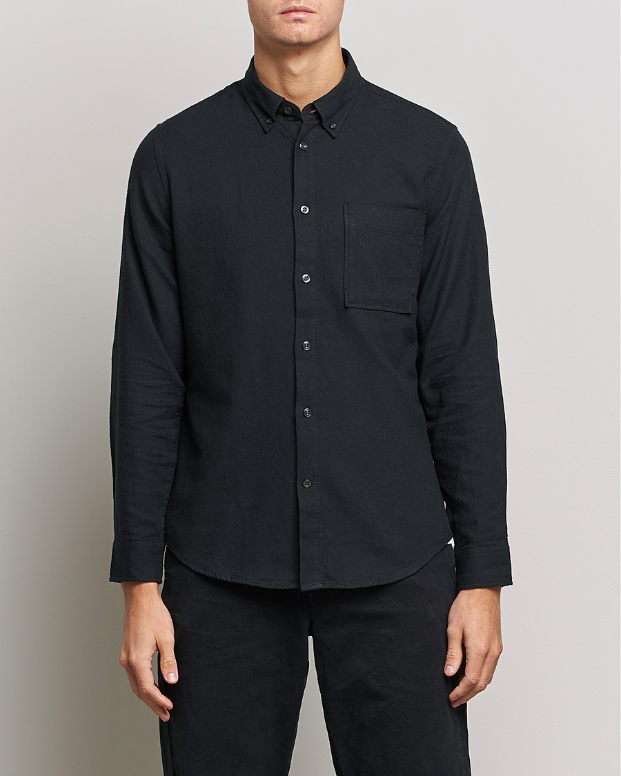 Herr | NN07 | NN07 | Arne Brushed Flannel Shirt Black