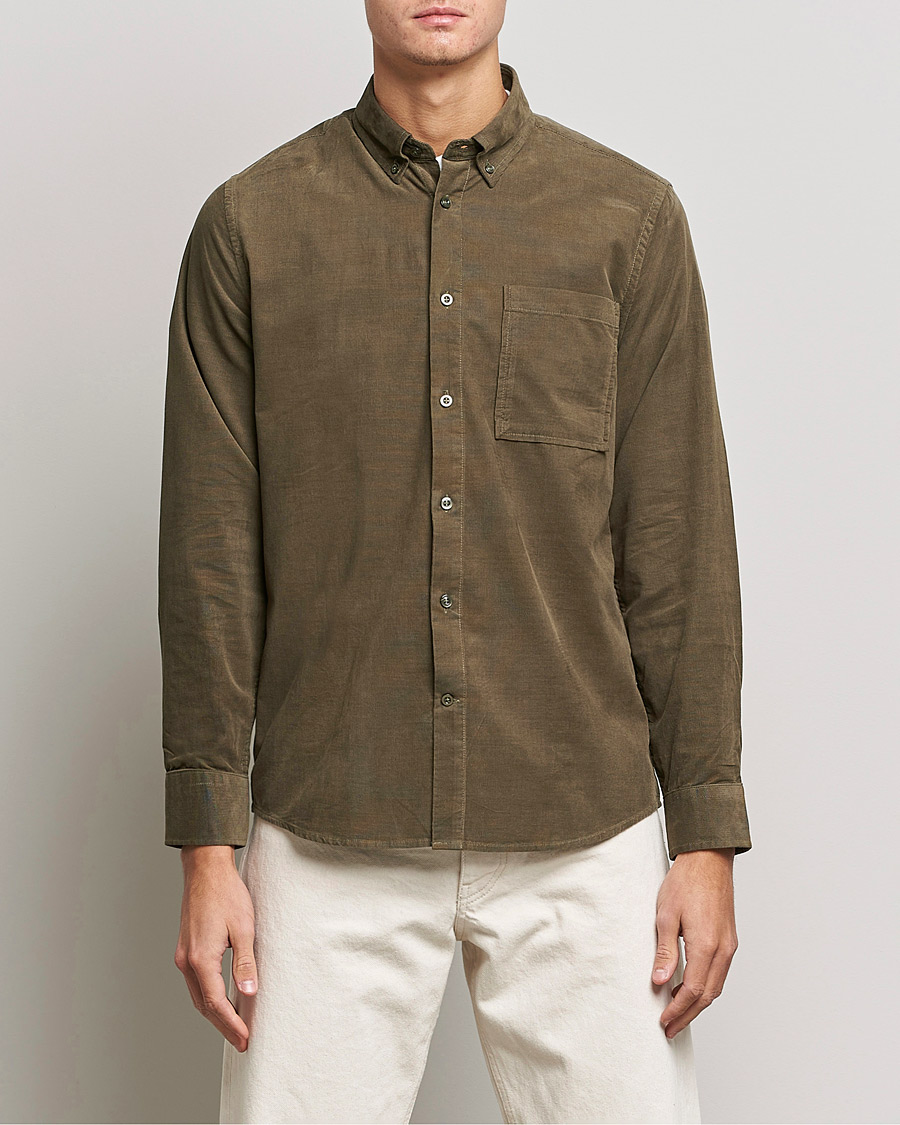 Herr | Skjortor | NN07 | Arne Corduroy Shirt Dark Clay