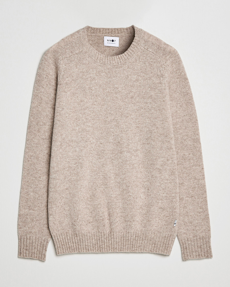 Herr | Tröjor | NN07 | Nathan Brushed Crew Neck Khaki Melange