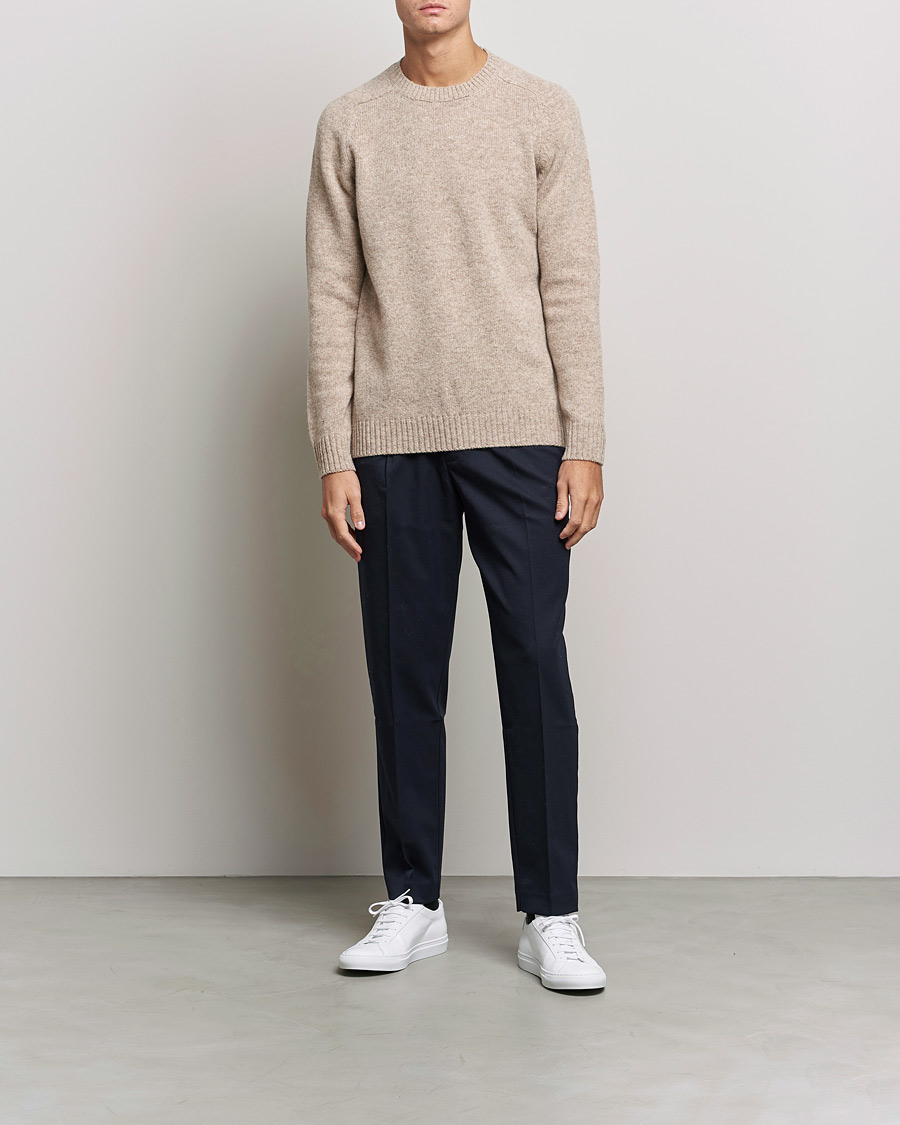 Herr | Tröjor | NN07 | Nathan Brushed Crew Neck Khaki Melange