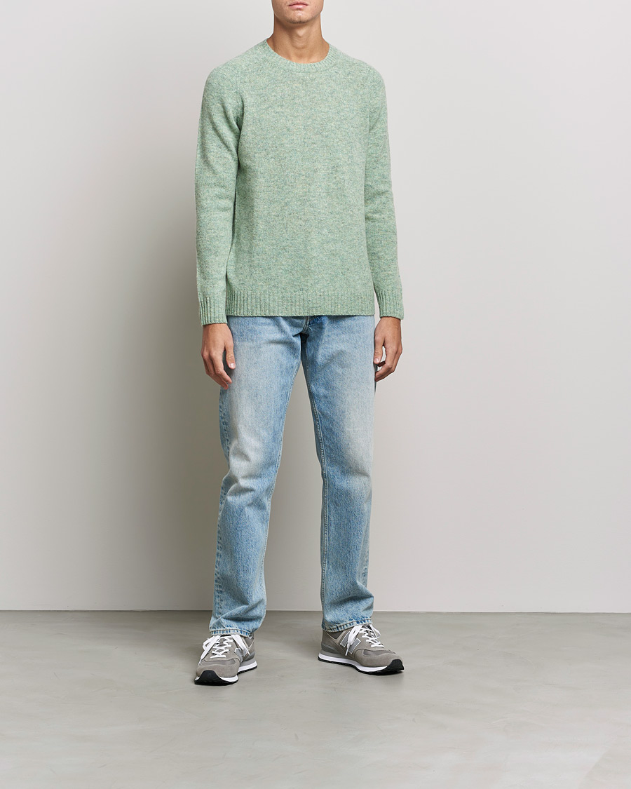 Herr | Tröjor | NN07 | Nathan Brushed Crew Neck Dusty Green
