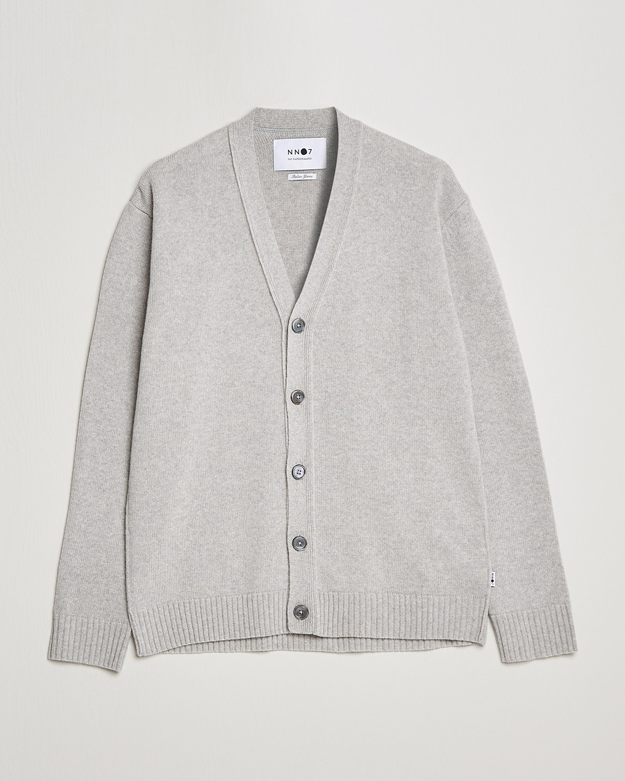 Herr | Tröjor | NN07 | Bjorn Lambswool Cardigan Light Grey Melange