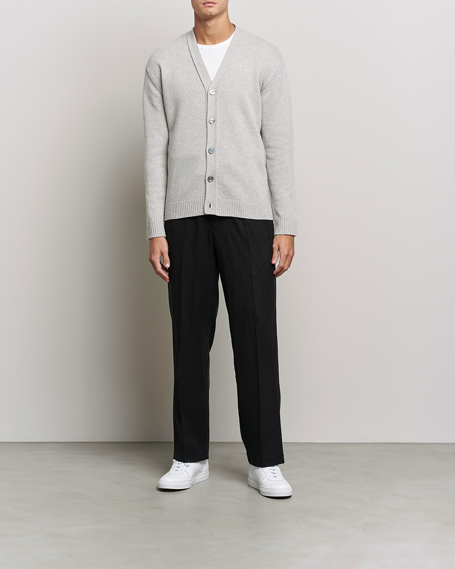 Herr | Tröjor | NN07 | Bjorn Lambswool Cardigan Light Grey Melange