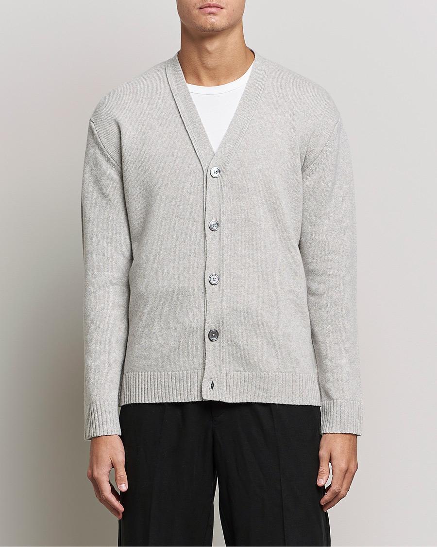 Herr | Tröjor | NN07 | Bjorn Lambswool Cardigan Light Grey Melange