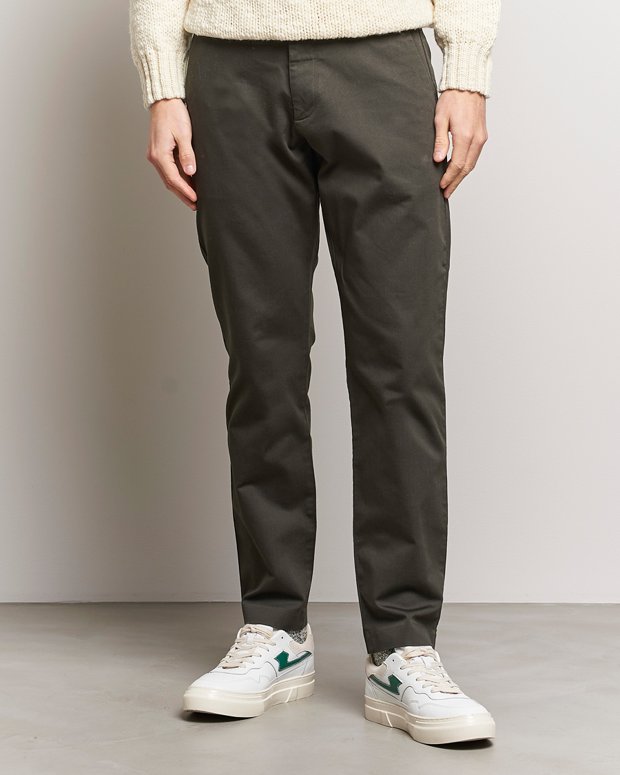 Herr | Byxor | NN07 | Theo Regular Fit Stretch Chinos Dark Army