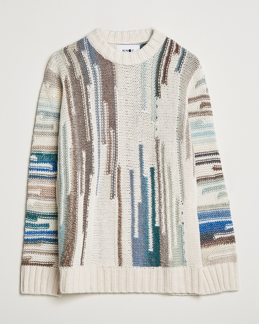 Herr | Tröjor | NN07 | Brady Knitted Sweater Ecru Mutli