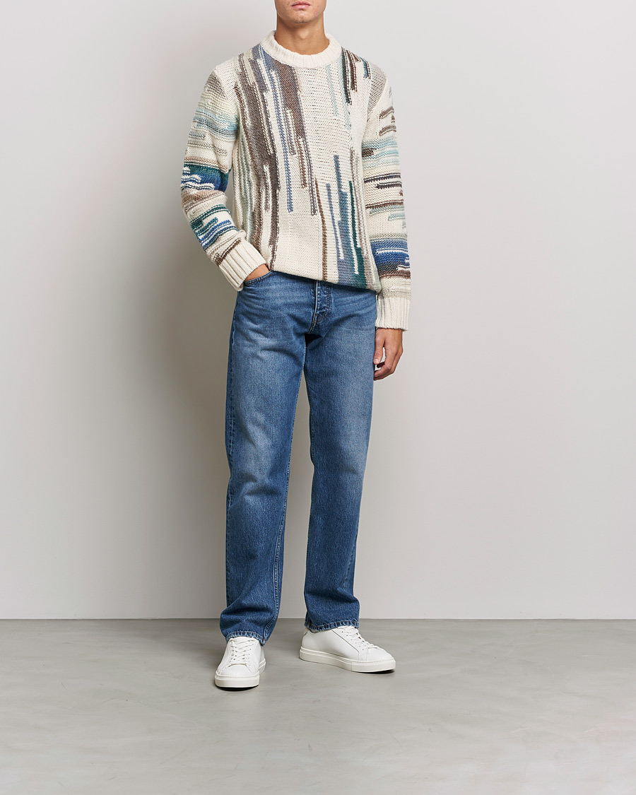 Herr | Tröjor | NN07 | Brady Knitted Sweater Ecru Mutli