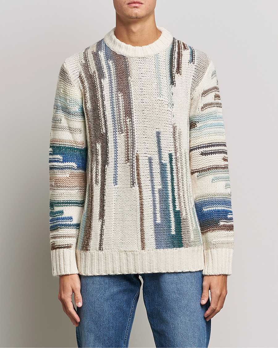 Herr | Tröjor | NN07 | Brady Knitted Sweater Ecru Mutli