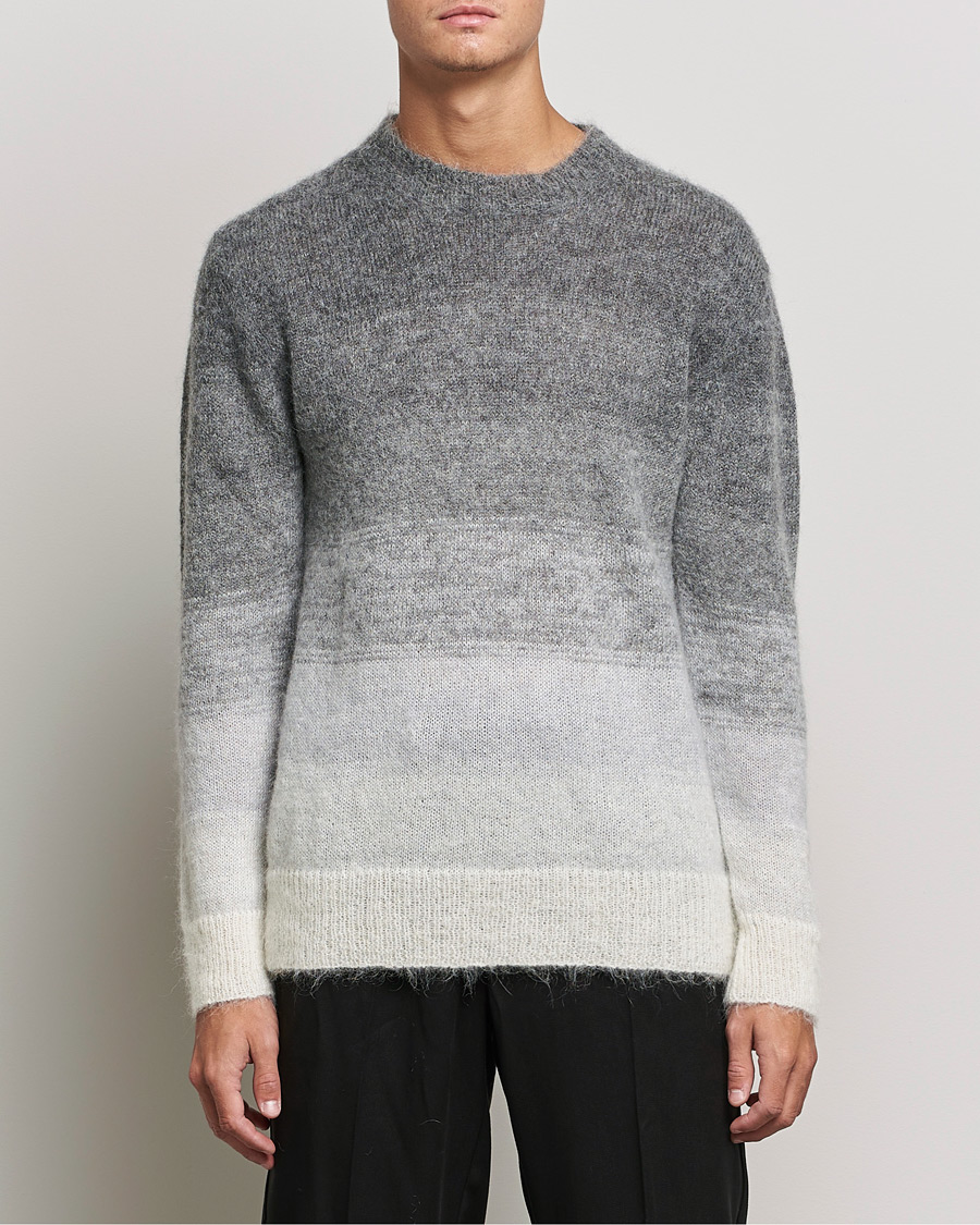 Herr | Tröjor | NN07 | Walther Alpacka Mohair Knitted Sweater Grey Multi
