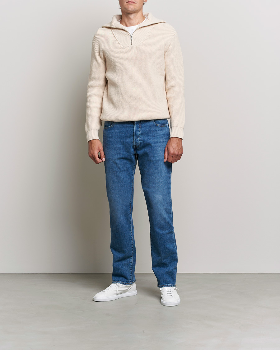 Herr | Tröjor | NN07 | Roman Merino Heavy Knitted Half Zip Off White