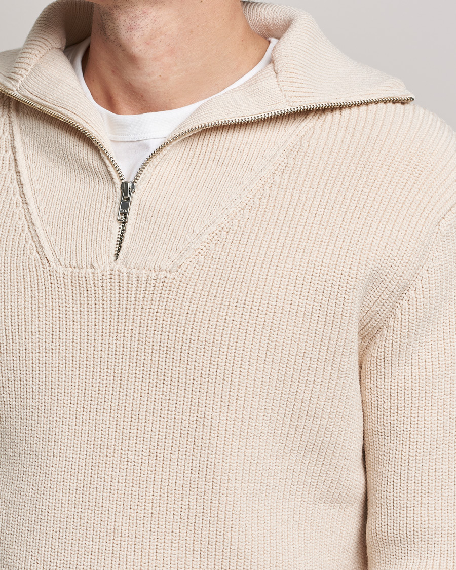 Herr | Tröjor | NN07 | Roman Merino Heavy Knitted Half Zip Off White