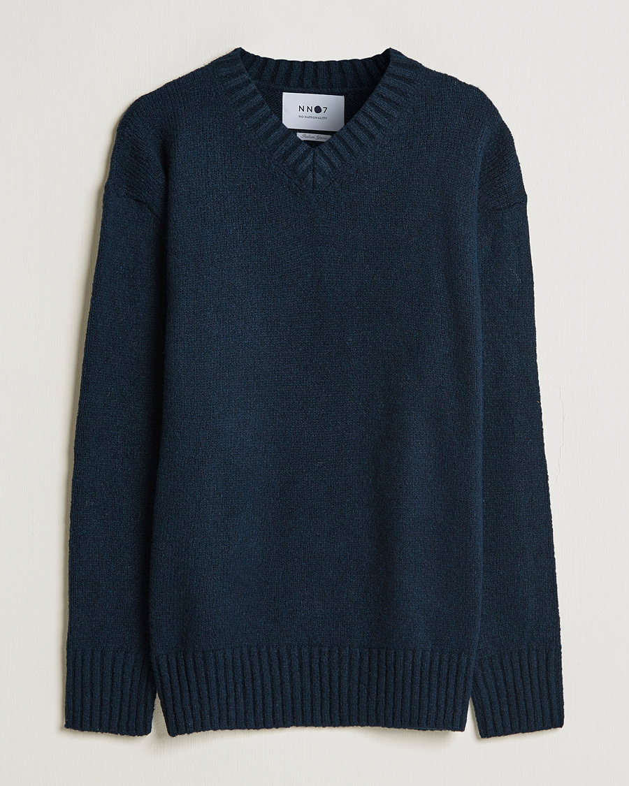 Herr | Tröjor | NN07 | Grayson Knitted V-Neck Sweater Navy