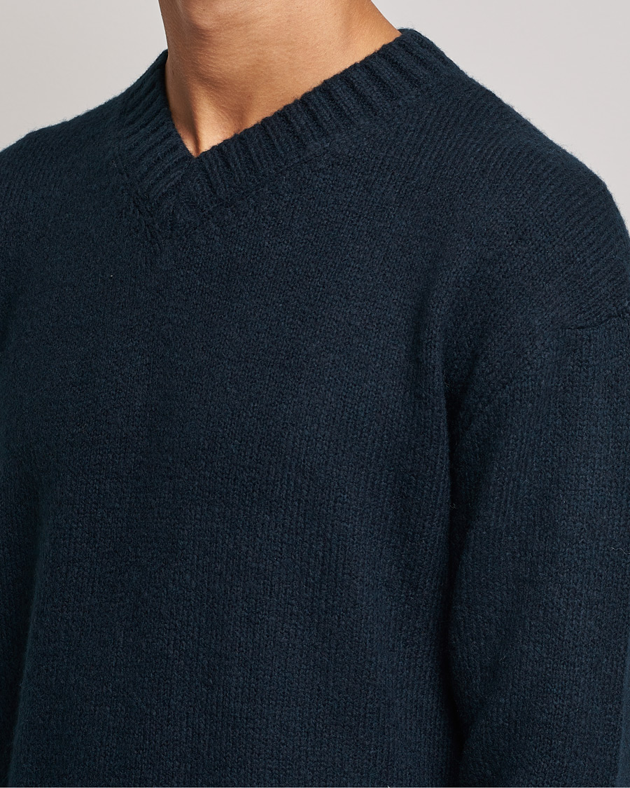 Herr | Tröjor | NN07 | Grayson Knitted V-Neck Sweater Navy